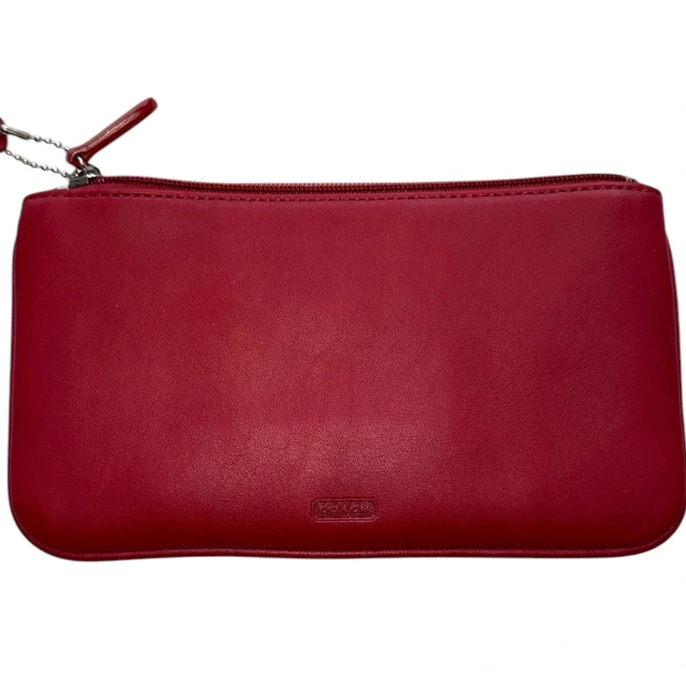 Vintage Red Coach Leather pouch cash wallet cosmetic makeup bag - Picture 2 of 10
